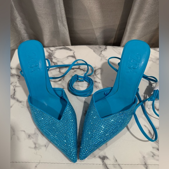 Zara Lace Up Rhinestone Heels - Picture 3 of 5